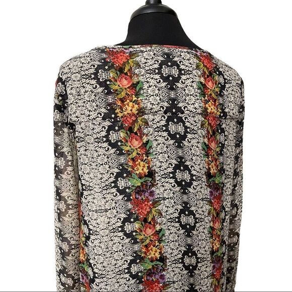 SANCTUARY Needlepoint Floral Tapestry Blouse Sz M - Picture 10 of 15